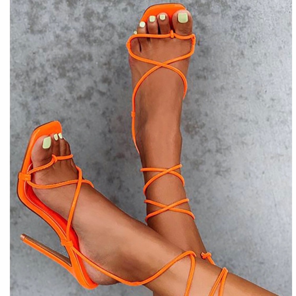 Orange Lace up heel